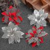 10/20pcs Christmas Flower Poinsettia Artificial Flower With Clip Christmas And  Year Party Floral Decoration hwyC