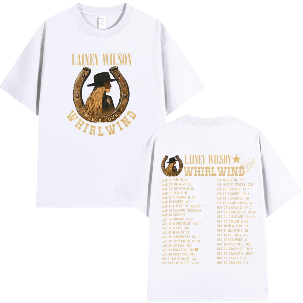 Lainey Wilson Whirlwind World Tour 2025 Graphic Tshirt Men Women Vintage Hip-hop T-shirt Aesthetic Trend Cotton Casual T-shirts