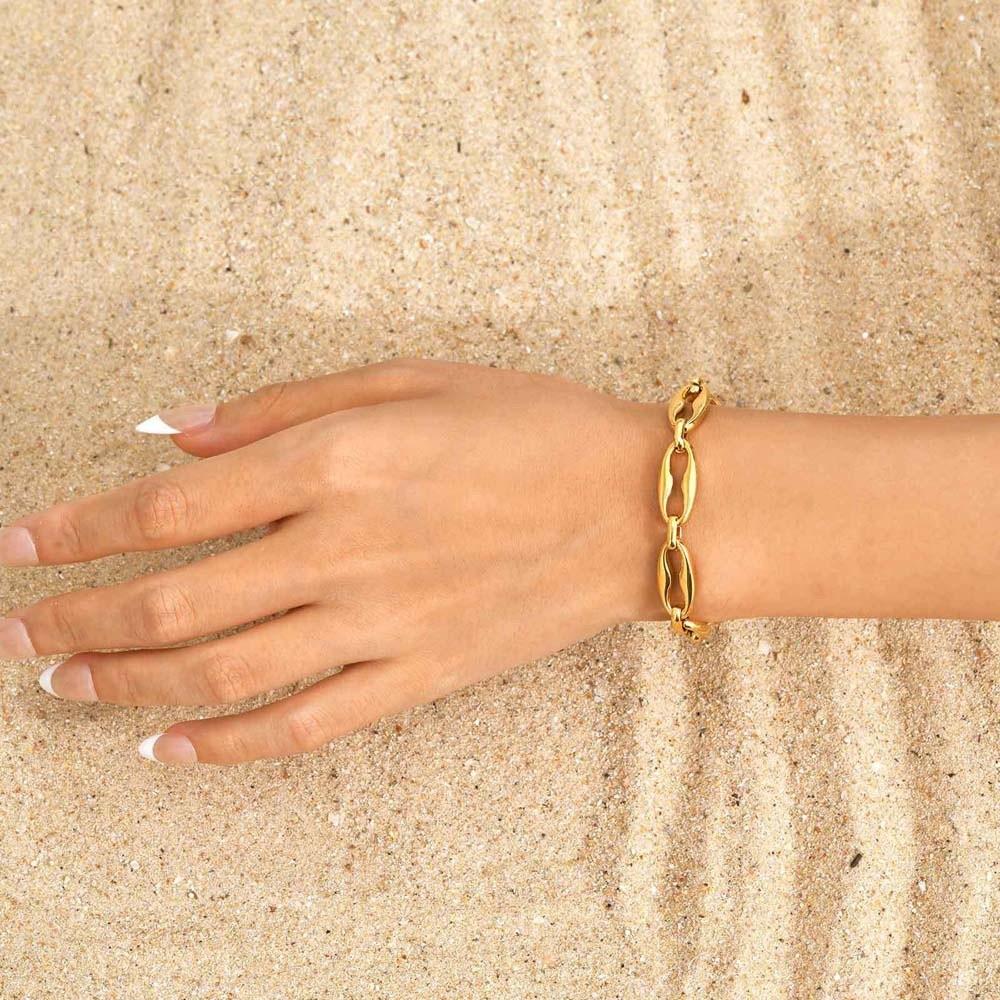 Stainless Steel Gold Chain Bracelet Wristband Jewelry Stainless Steel Hand Chain  Gifts