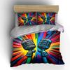 Colorful Microphone Artwork Set Soft Comfortable Duvet Cover Bedding Set Included 1*Duvet Cover & 2*Pillowcases gift