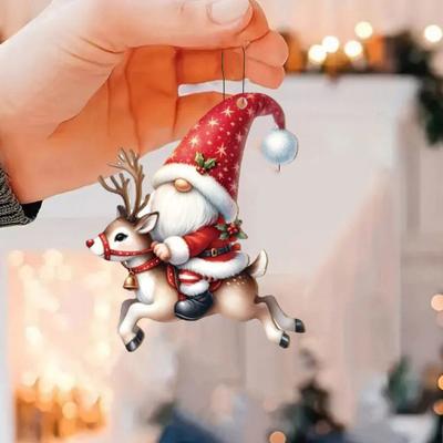 Yousheng Christmas Gnome Ornaments Wooden Gnome Elf Hanging Decoration Cute Dwarf Doll Xmas Tree Pendant for Holiday Home Party Decor