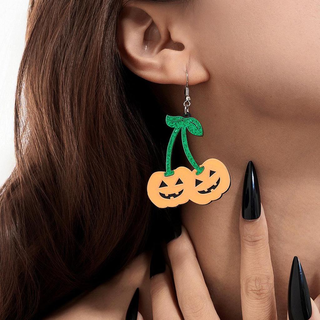 Original Design Halloween Pumpkin Earrings - Acrylic Fish Hook, Funny, European & American Style