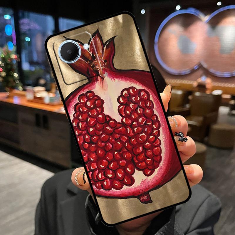 Food Fruit Red Pomegranate Case For Realme 13 Pro Plus 12 11 14 15 GT6 GT7 Pro C15 C35 C53 C55 C61 C63 C65 C67 C71 C75