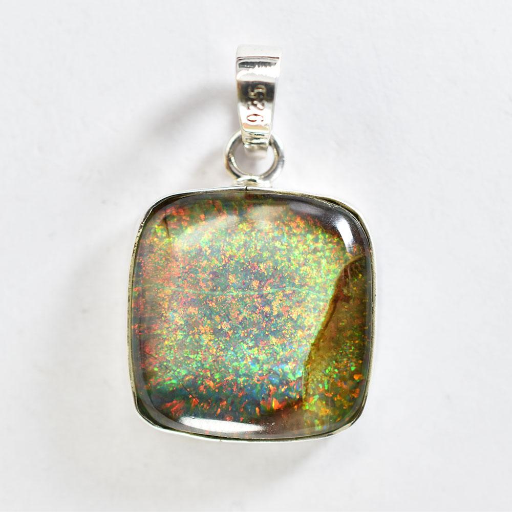 28 ct Natural Multicolor Square Cushion Pendant 925 Sterling Silver Gemstone Jewelry Gift