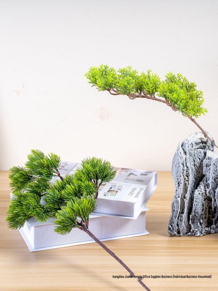 Artificial Pine Bonsai with Juniper Branches and Dried Flowers