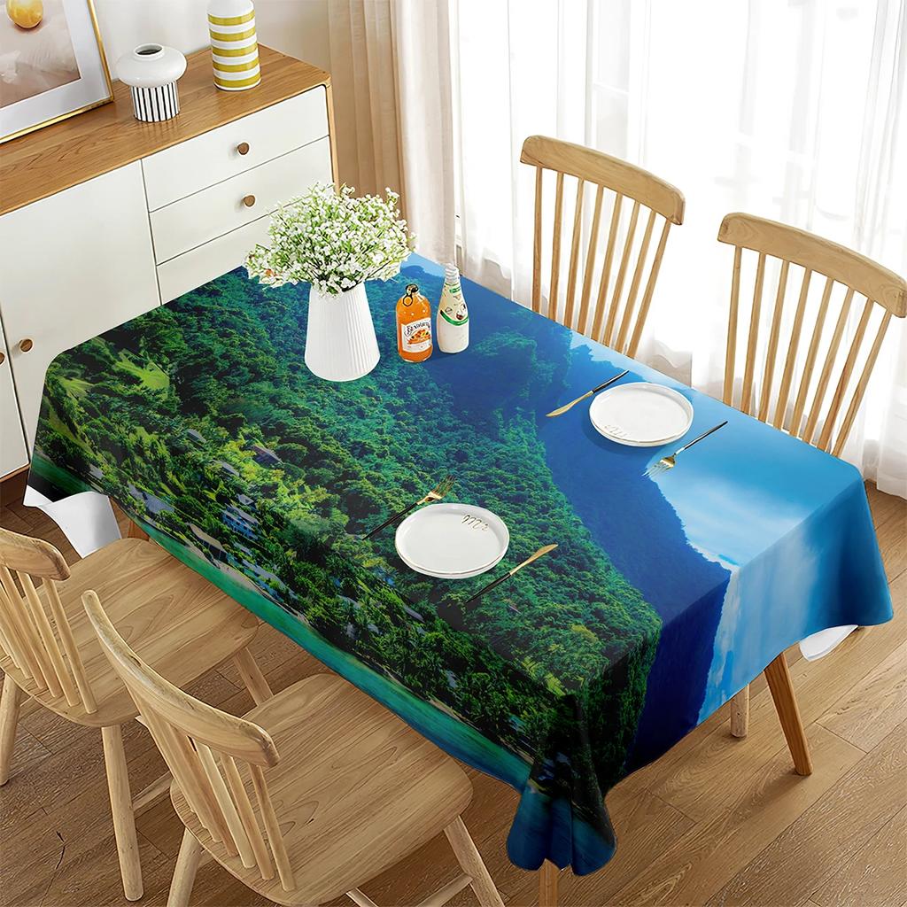 Hawaii Tablecloth, Waterproof and Wipeable Table Cloth for Restaurant Kitchen Dinner,Beach Modern Washable Polyester Table Cover