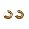Classic Semicircular Ring Heart-Shaped Hollow Earrings Niche Design Simple Temperament Stud Earrings Light Luxury High-End Sense Unique Earrings