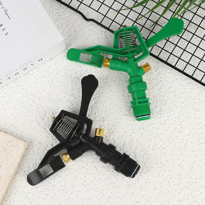 Plastic Rocker Arm Double Spray Lawn Irrigation Nozzle 3/4" Male Thread 360 Degree Angle Rotating Sprinkler Head For Garden