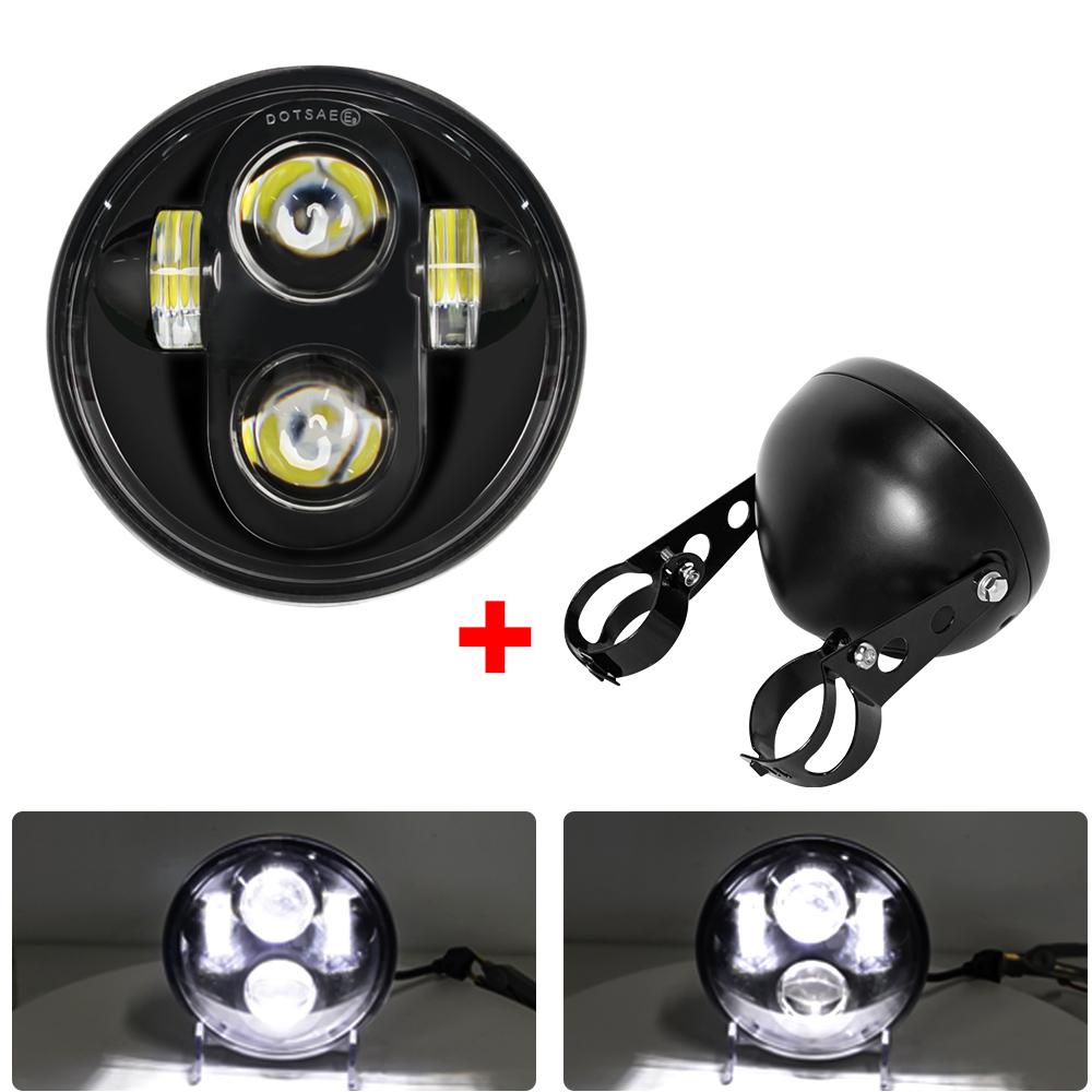 5.75 inch Motorcycle Led Headlight with housing Universal Round Head Light for Harley Sportster Cafe Racer Bobber Honda CB400