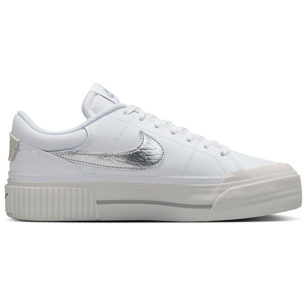 Nike Court Legacy Lift Weiß Metallic Silber Damen Plateau-Schuhe HQ2307-100