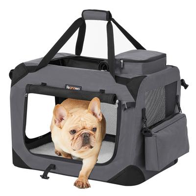 FEANDREA Haustiertransporttasche Hunde Katzentransporttasche Transportbox Faltbar 50 x 35 x 35cm Grau PDC50G01