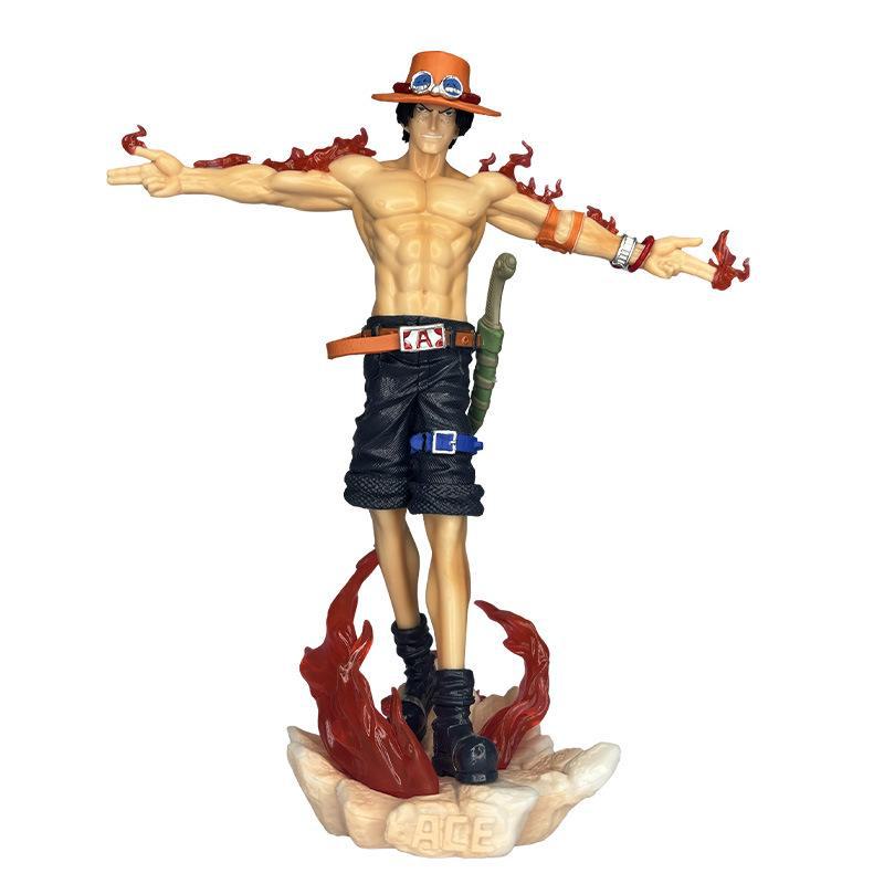 One Piece Ace Arms Statue Model Figure with Non-Luminous Cross - Boxed Collectible Ornament