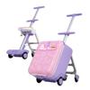Jovikids Kids' Ride-on Suitcase, 3 In 1 32L Trolley with Telescopic Handle and 4 Wheels, Foldable and Detachable, Multiple Compartments (Pink)