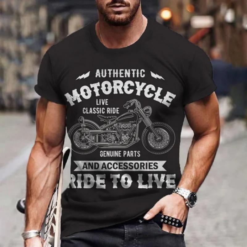 Vintage Men's T-shirts 3D Retro Print Short Sleeve Letter Tops Fashion Oil T Shirt For Mens Motorcycle T-shirts Oversized Tees