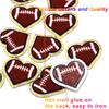 12pcs Heart Football Iron on Patches Embroidered Motif Applique Deco Sew on Patches Gold Edges Chenille Love Shape Rugby Embroidered Patches for