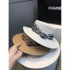 New flat top top hat women's summer French retro zebra pattern braided sun hat outdoor vacation sun hat