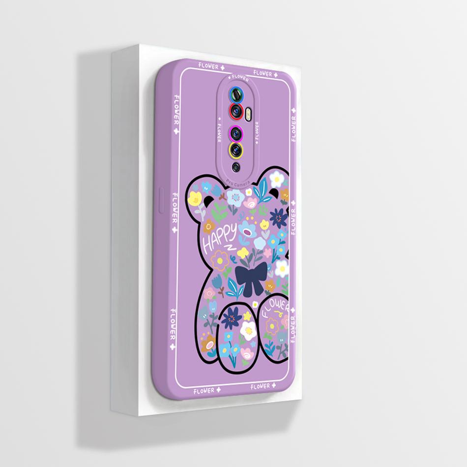 Quadratische Flüssigsilikonhülle für OPPO Reno 2 Reno2 2Z 2F Z F Linsenschutz Stoßfest Weiche Handyhüllen Rückseite Reno2F Reno2Z