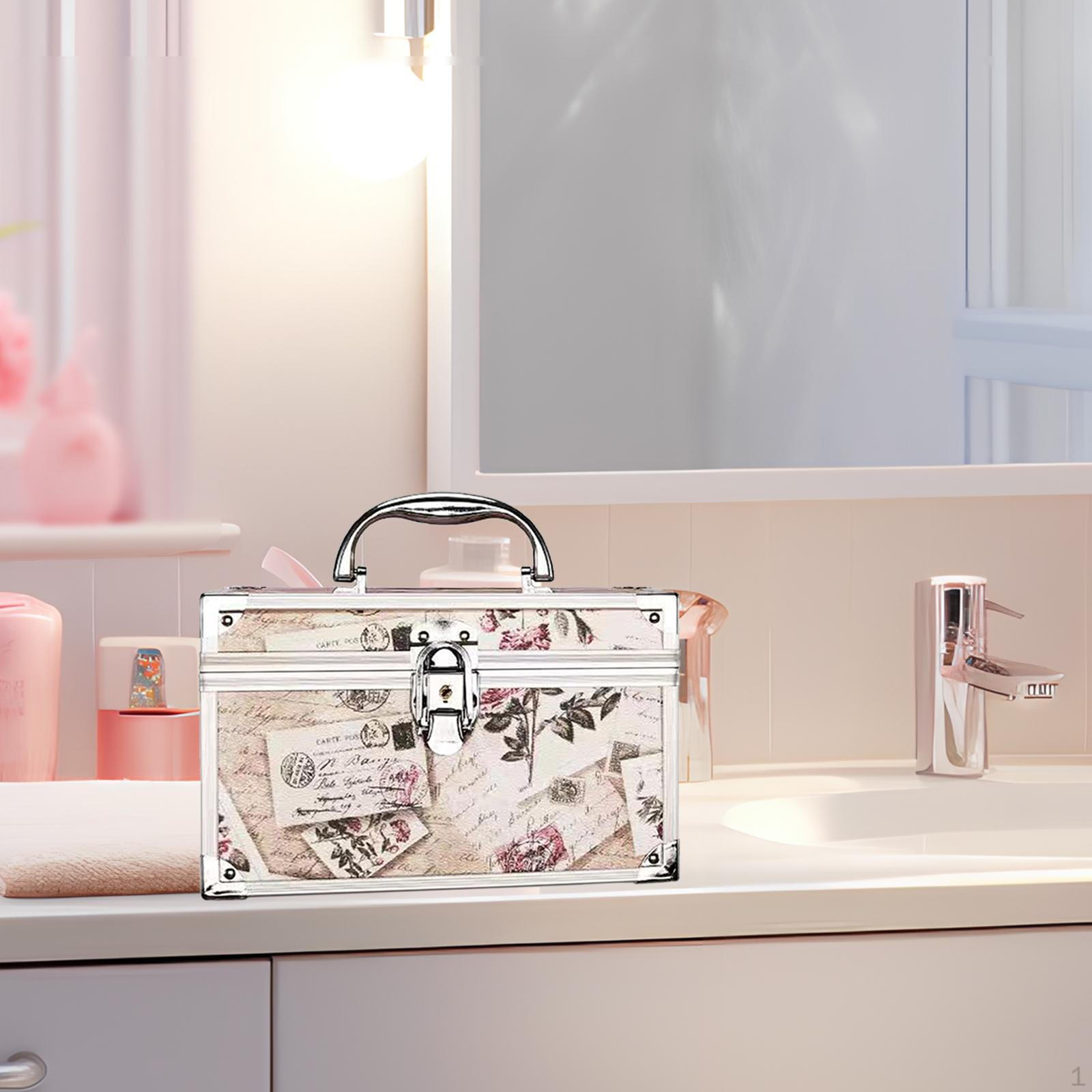 

Косметический ящик для хранения с подносом, портативное зеркало для макияжа, чемодан для поезда S Envelope