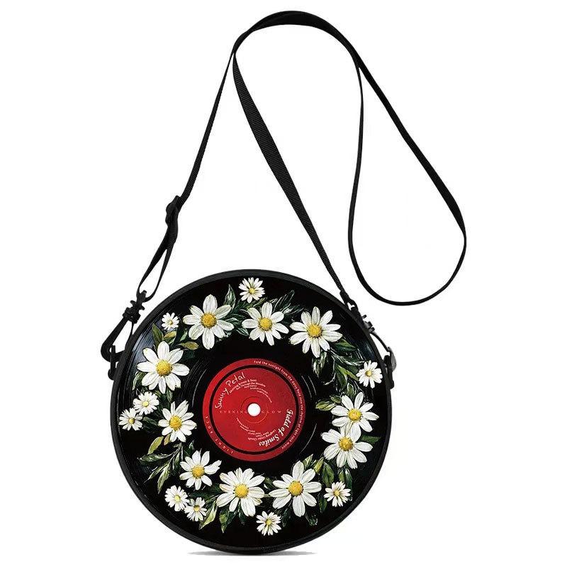 Women'S Personalized Vinyl Record Cosmetic Bag Shoulder Bag Backpack Storage Bag Polyester Travel Storage Bag