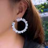 Design Light Luxury High Sense Geometric Circle Zircon Earrings Temperament Show Face Small Earrings Earrings