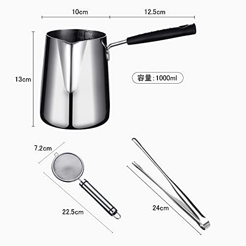 SHAWIN Deep Fryer, Deep Fryer, Milk Pan, Suitable for Single-Person Use, Easy to Clean, Mini, Deep Fryer, Includes Tongs, Oil Drainer, and Colander, O