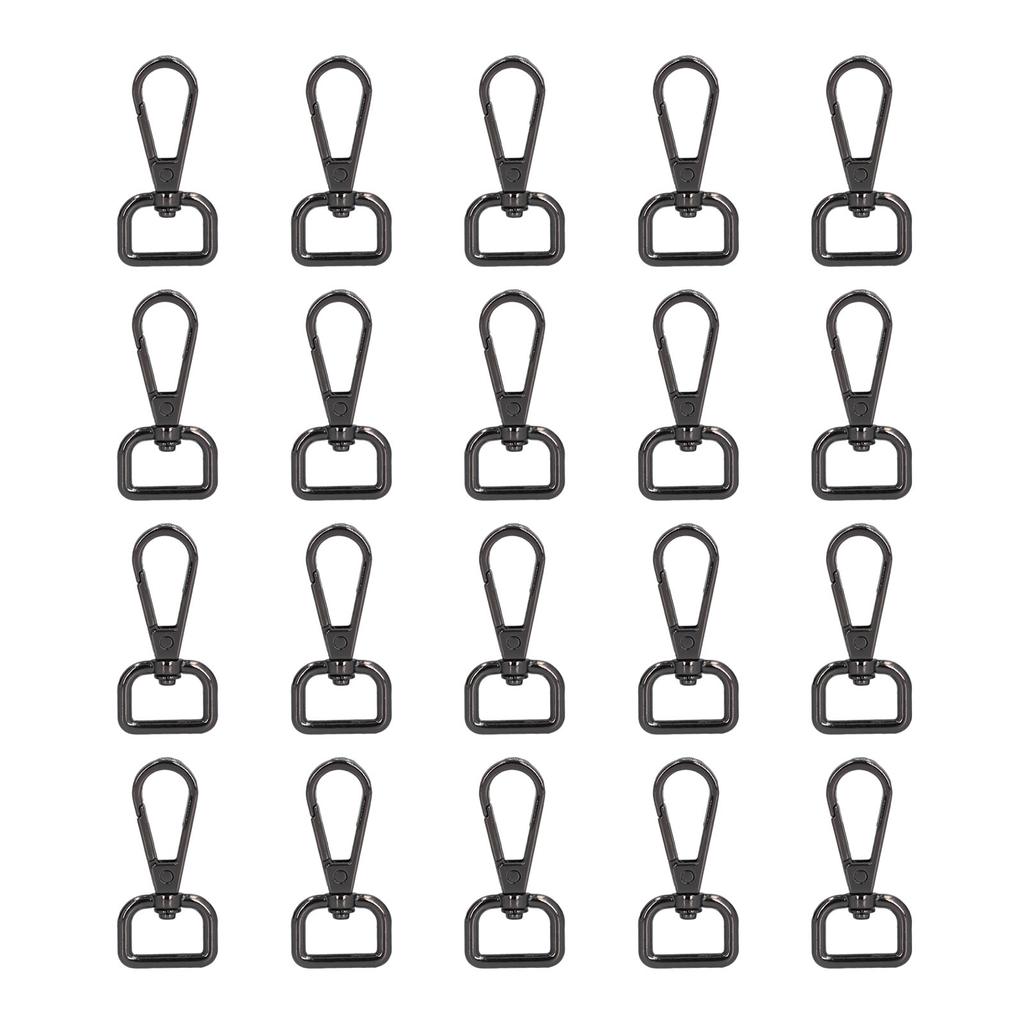 20 stk Hummerklo-låser Roterende D-ring Metall Svart Hummerklemmer for DIY Lommebok Veske Hengekøye