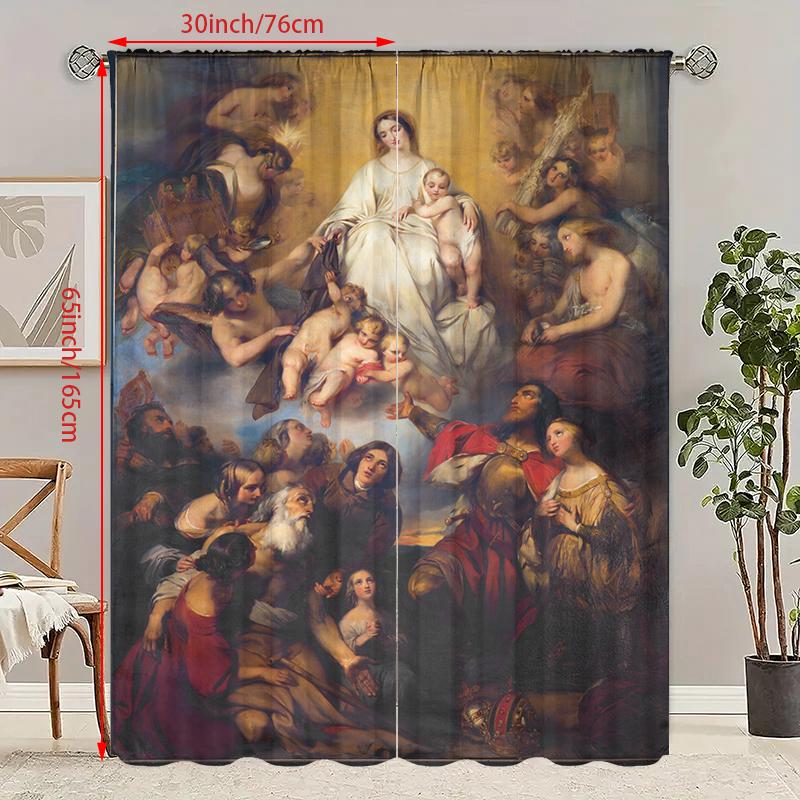 

2 шт. - Защитники и Верующие Полиэстеровые шторы, шторы с кулиской 42*84, спальня, гостиная, домашняя комната, украшение для вечеринки 29Wx64L(75x166CM)x2