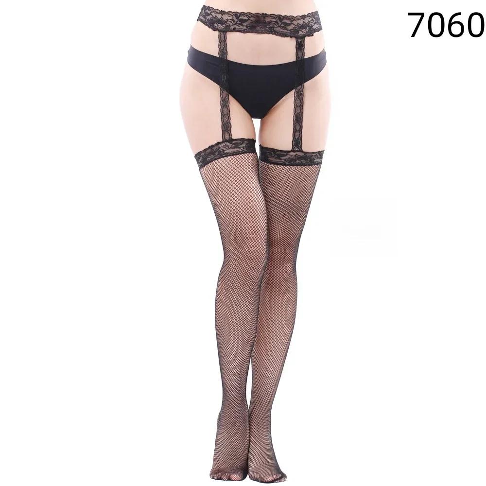 Oversize Womens Black Garters Belt Fishnet Stocking Pantyhose Plus Large Size Female Tight High Leggings Lingerie Tights 5Xxxxxl