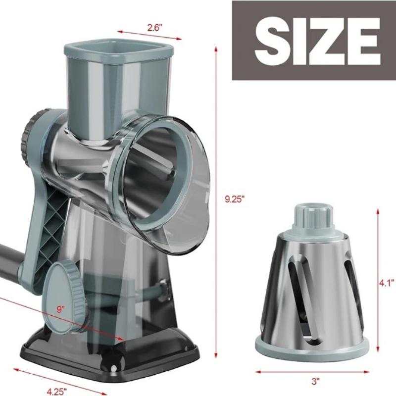 3 in 1 Rotary Cheese Grater Versatile Manual Vegetable Slicer Peanut Nuts Grinder Cheese Vegetable Shredder