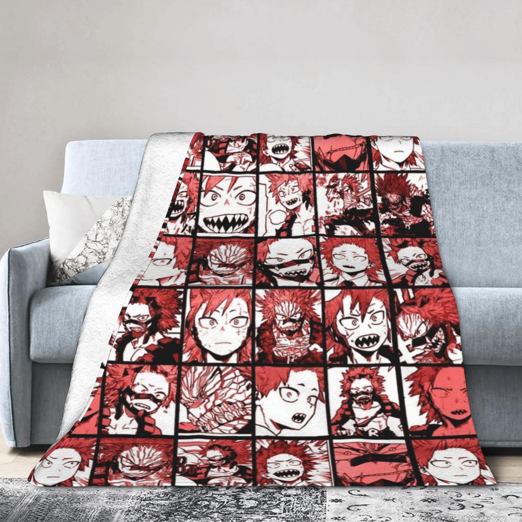 Uraraka Ochako Collage Knitted Blankets Academy Anime Manga Throw Blankets Summer Air Conditioning Ultra-Soft Warm Bedspreads