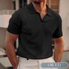 QICED Men's Fashion Casual Summer Spring POLO Neck Short Sleeve Blouses & Shirts Casual Chic