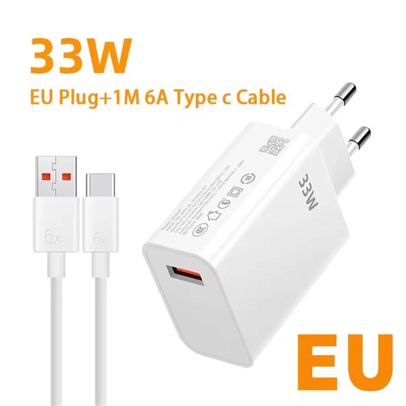 

33W Turbo Charge Супер Быстрая Зарядка EU/US Адаптер Для Mi 11 10 Lite 5G Poco X3 M4 Pro Redmi Poco Смартфон EU Charger And Cable