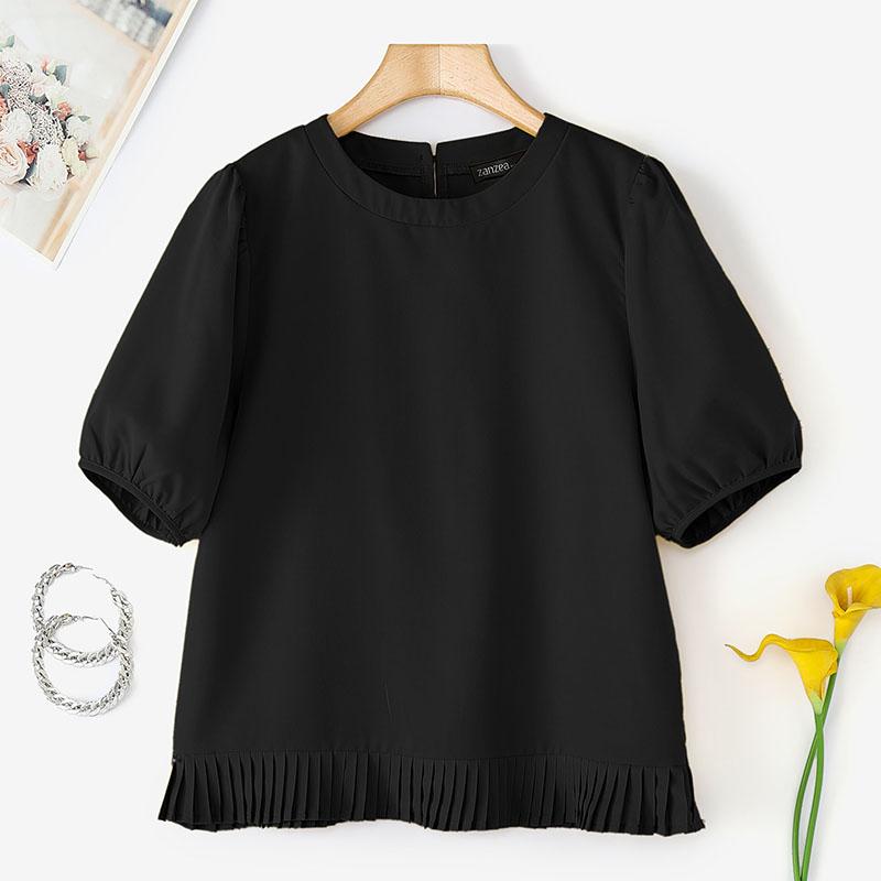 

ZANZEA Женская летняя повседневная блузка с круглым вырезом и коротким рукавом 4XL