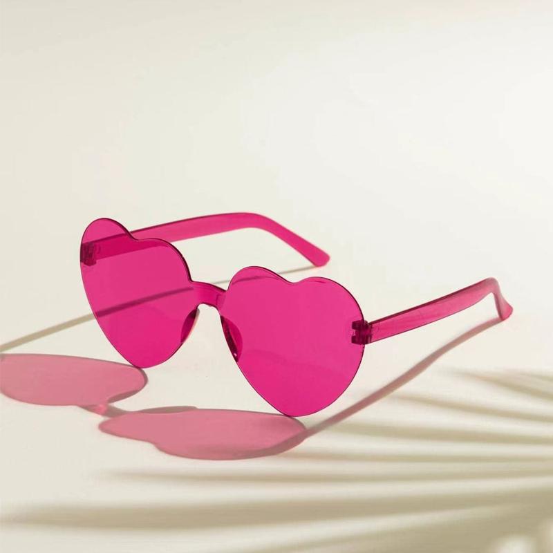 New Love Sunglasses Jelly Color Frameless Heart-shaped Sunglasses Dazzling Color Sunglasses