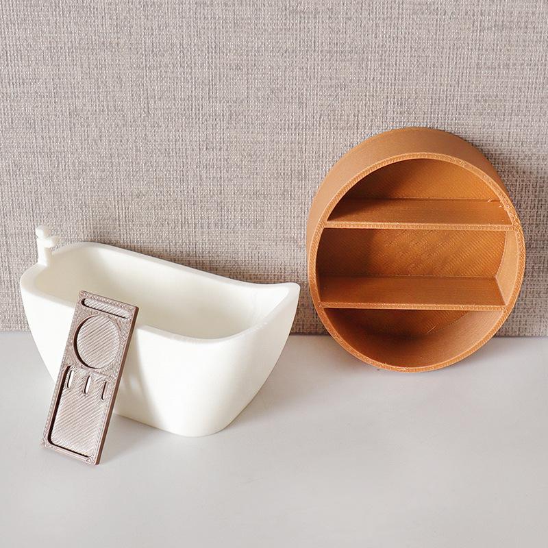 1Pcs Diy Wall Cabinet Decor Dollhouse Mini Bath Tub Model Storage Rack Ornament Pretend Food Play Miniature Doll Accessory