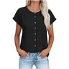 Women's Loose-Fit Short-Sleeve -Color -Neck Drop-Shoulder Casual Top