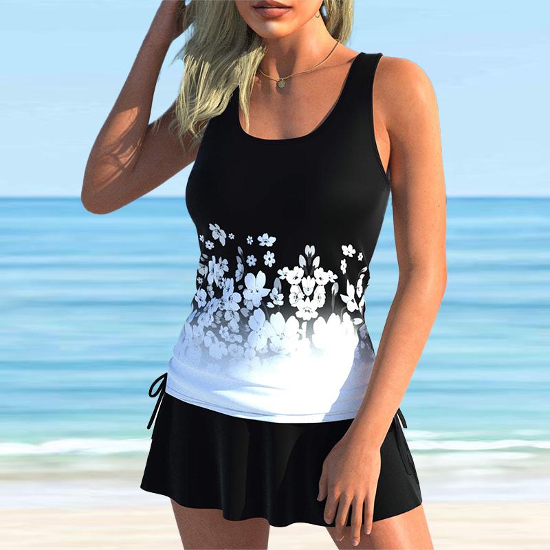 

Жіночі купальні костюми танкіні з 2 предметів, купальник з фіолетовим порожнім принтом із горіхами кешью, відпусткові купальні костюми 6XL білий