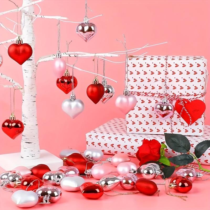 12pcs Valentine's Day Heart Ornaments - 1.77" Electroplated Love Charms for Wedding, Anniversary, Engagement & Family Gatherings