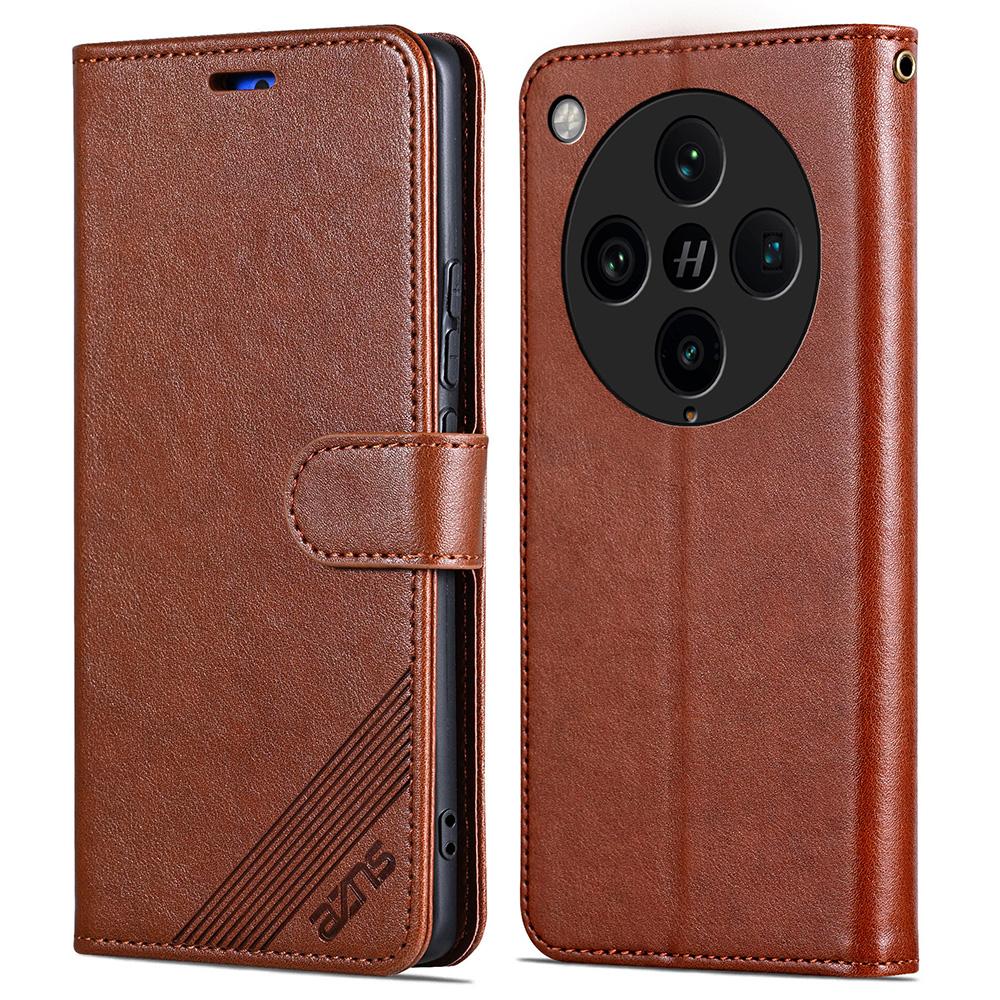

AZNS For Oppo Find X8 Pro 5G Case Anti-Scratch PU Leather Stand Wallet Phone Cover Brown