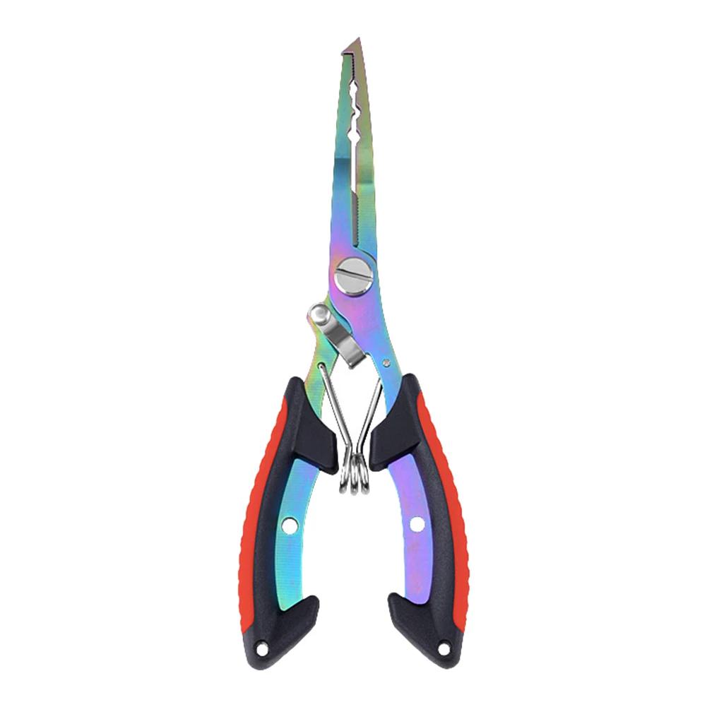 Titanium Dual-Color Eagle Mouth Fish Control Pliers Multifunction Hook Remover Line Cutter Split Ring Opener Lure Pliers