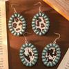 Fashion Retro Bohemian Turquoise Leopard Print Pendant Earrings Ethnic Style Long Earrings