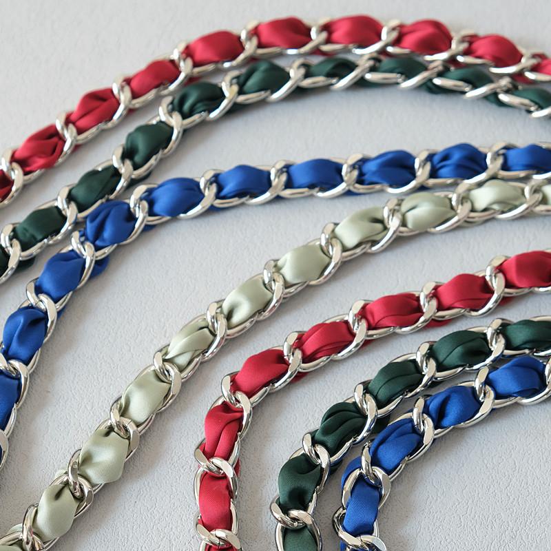 New Fashion Spring Woman Handbag Accessory Chains Detachable Long Cross Body Solid Cute Silk Strap Women Luxury Chain Bag Handles