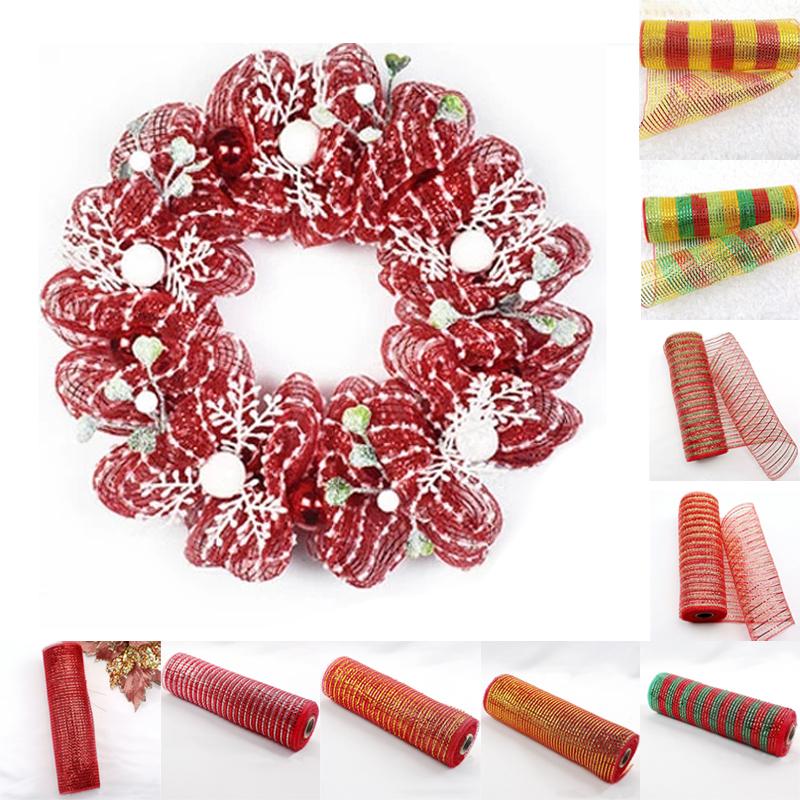 Cheap 10Yard Christmas Decoration Poly Mesh Wreaths Making Ribbon Bow