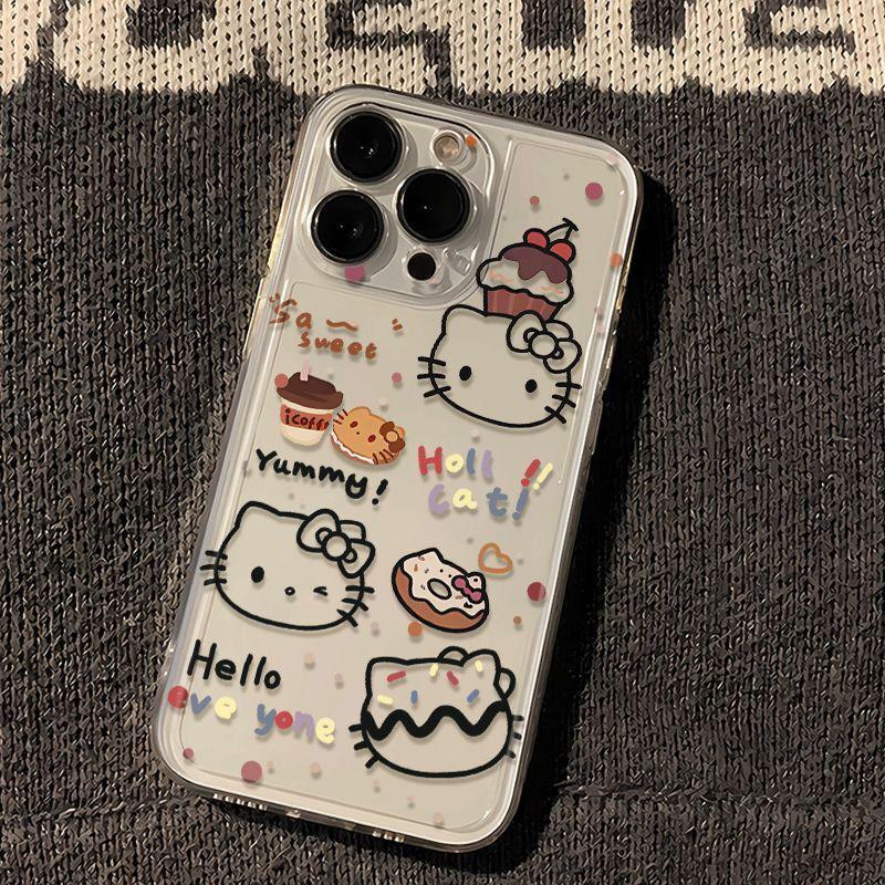 Sweet Doughnut Kiki Cat iPhone 15/14 Pro Max Cartoon Transparent Phone Case