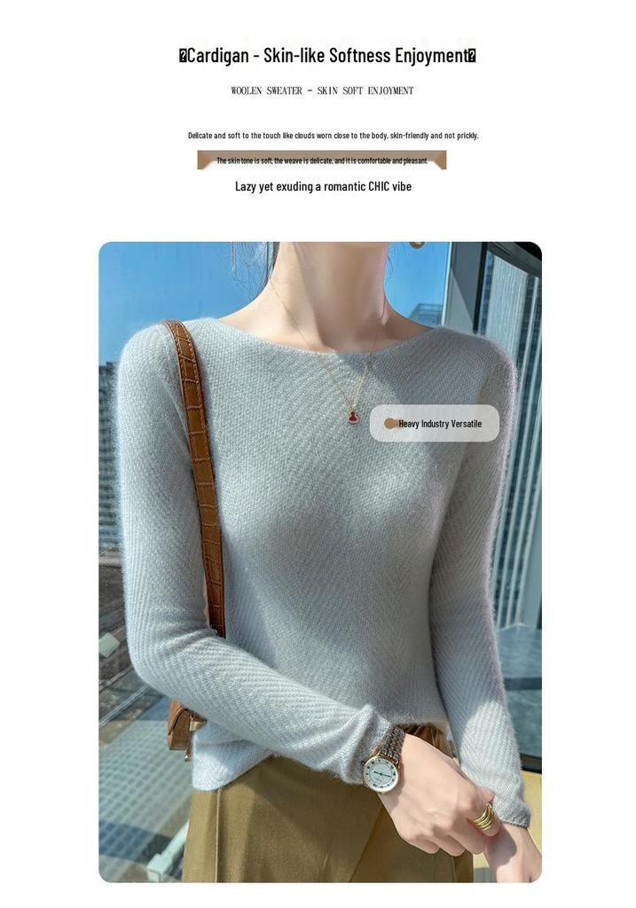 Women's 100% Cashmere One-Shoulder Slim-Fit Sweater - Long-Sleeved Fashionable Base Layer