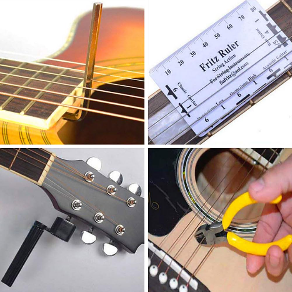 Guitar Maintenance Kit with Repair Guitar Cleaning Guitar and Bass Maintenance Includes Measuring Hex Bridge and Storage Bag 79-Piece Tools, Kit, Kit,