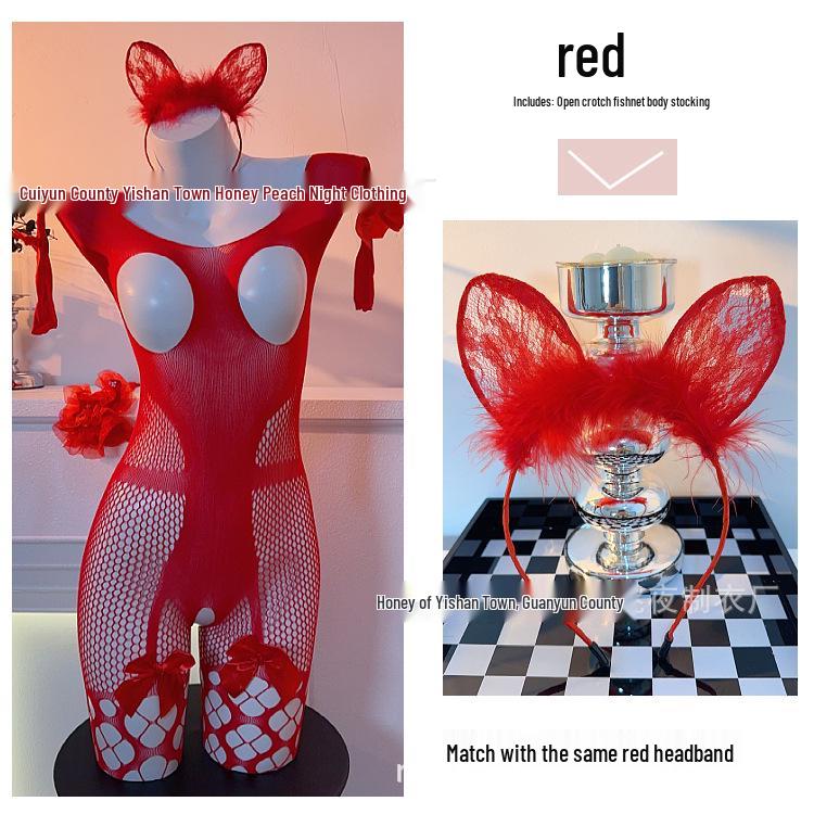 Alluring Off-Shoulder Fishnet Lingerie Set with Open Crotch and Bow Details