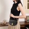 Retro Genuine Leather Saddlebag Women's Bag with Wide Shoulder Strap Versatile Casual Crossbody Small Trendy Bag