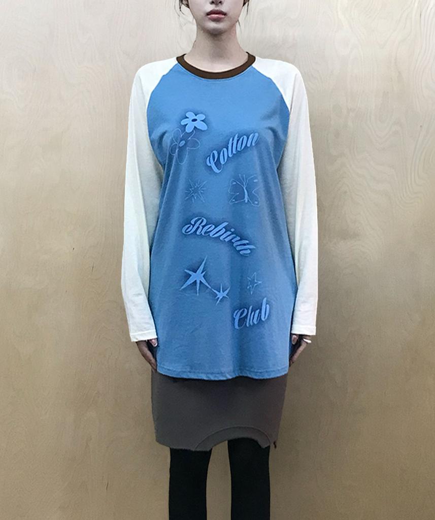 COTTONREBIRTHCLUB Contrast Raglan T-Shirt (Blue)