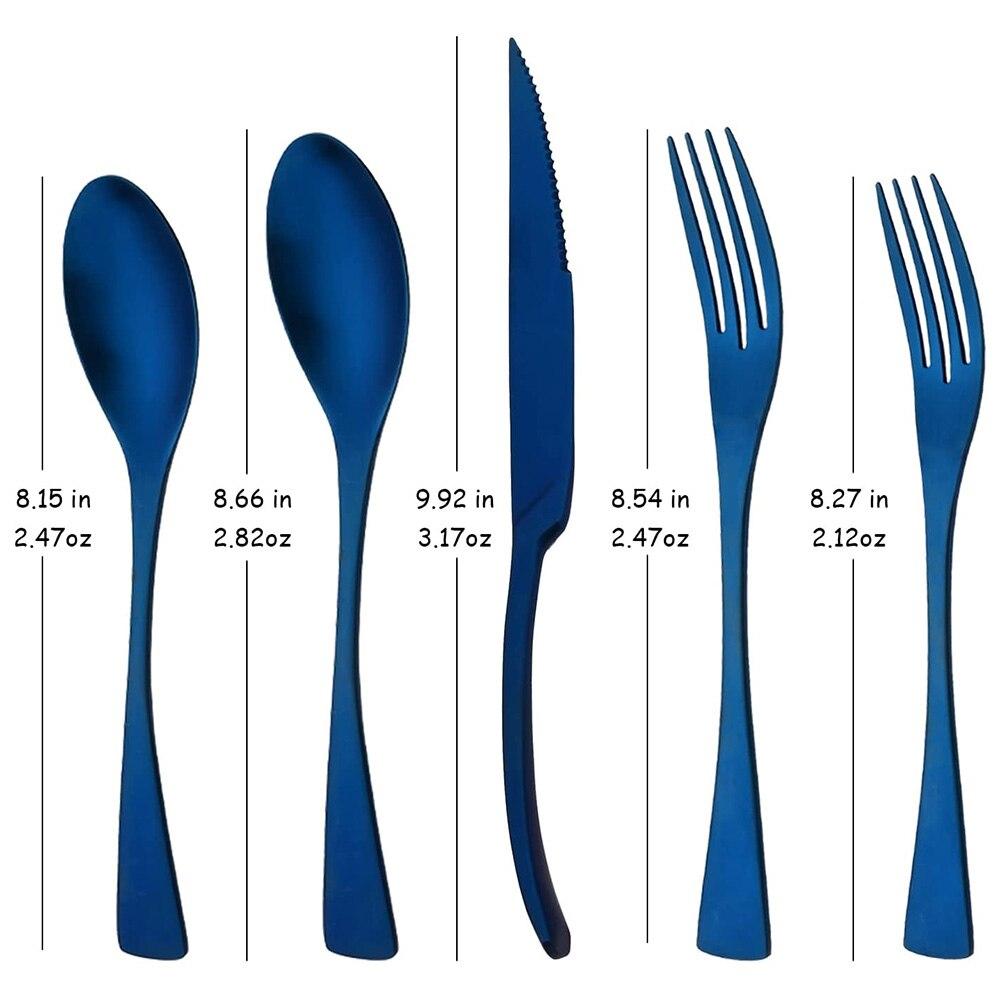5PCS Service for 1 Matte Black Dinnerware Cutlery Set with Steak Knife Family Eating Utensils 18/10 Stainless Steel Flatware Silverware